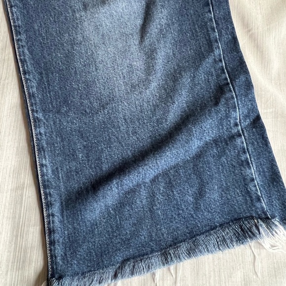 Good American Good Waist Denim High Rise Palazzo Cropped Jeans Indigo Sz 12 - Picture 10 of 12